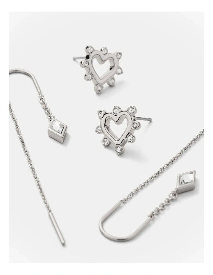 Mimco Cupid Duo Earrings Set  🖤 Silver 🖤 New with Tags and Dust Bag RRP $90