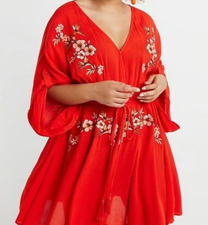 City Chic Seville Tunic Dress - tiger lily Plus Size L - 20 RRP $90
