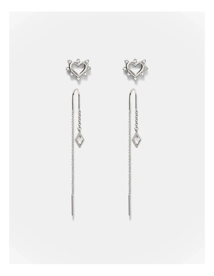 Mimco Cupid Duo Earrings Set  🖤 Silver 🖤 New with Tags and Dust Bag RRP $90