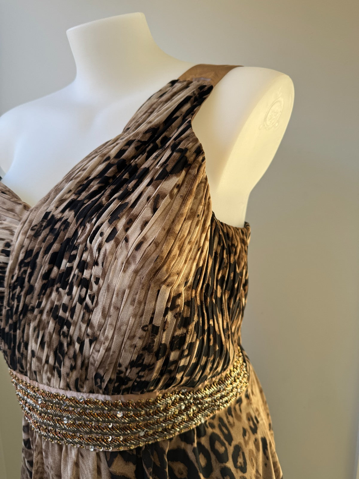 City Chic 🌟 Leopard One Shoulder Dress Beaded Waist Detail Plus Size L 20