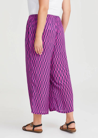 Taking Shape Geo Natural Wide Pant in Purple Print SIZE 18 NEW RRP $130
