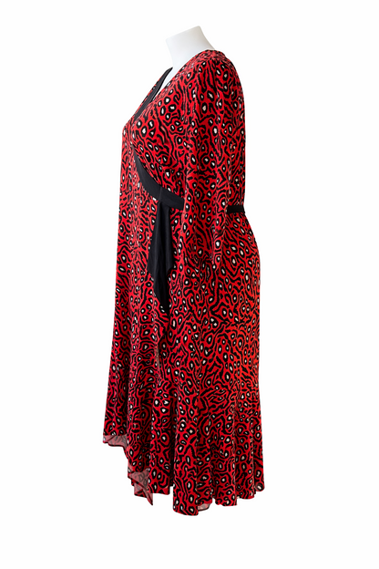 TAKING SHAPE Womens Animal Print Wrap Dress Red & Black Size 24🖤❤️RRP $170🖤❤️
