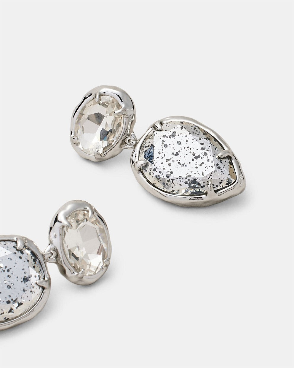 MIMCO Earrings Reflective Drop Silver Crystal Silver Tone New Genuine RRP $99