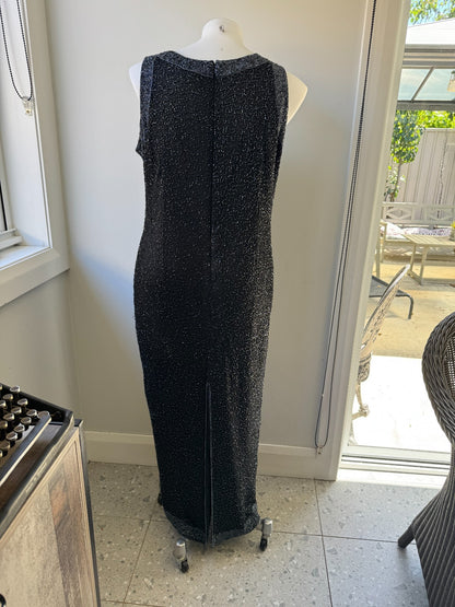 Eve Hunter ✨Beaded Silk✨Evening Gown Size 20 Black Formal Long Dress Sleeveless