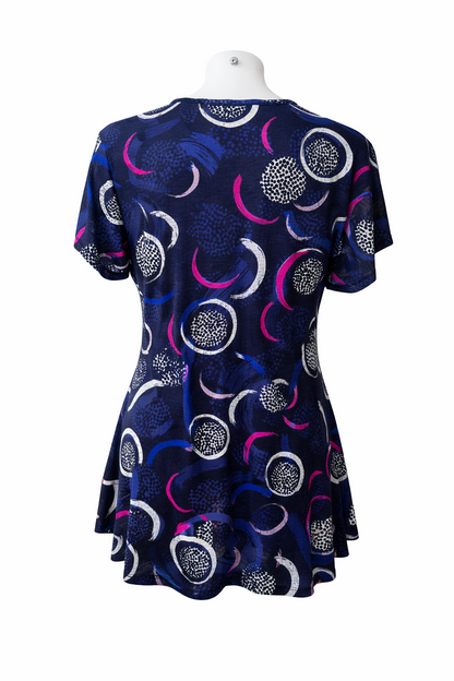 Taking Shape Blue Black Purple Easycare Top XXS Plus Size 12-14 No Iron