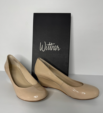 Wittner Winston Nude Patent Low Wedges Stunning & Versatile RRP $140 As New EU39