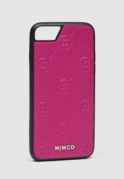 MIMCO Mim-Gram Phone Case For Iphone SE-8-7-6s-6- Pink Leather RRP $99 New