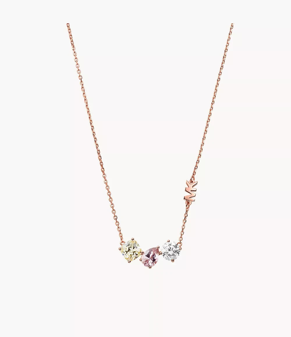 Michael Kors MK 14K Rose Gold-Plated Sterling Silver Cluster Necklace RRP $295