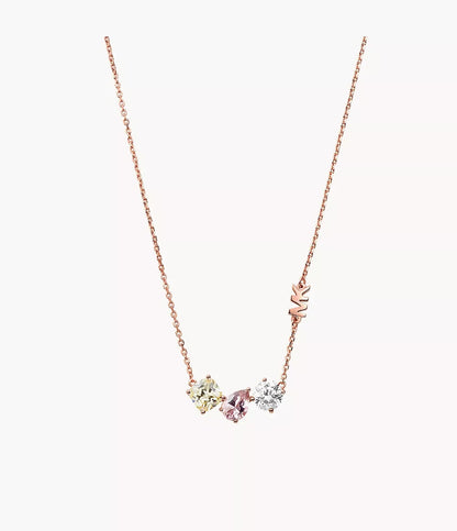 Michael Kors MK 14K Rose Gold-Plated Sterling Silver Cluster Necklace RRP $295