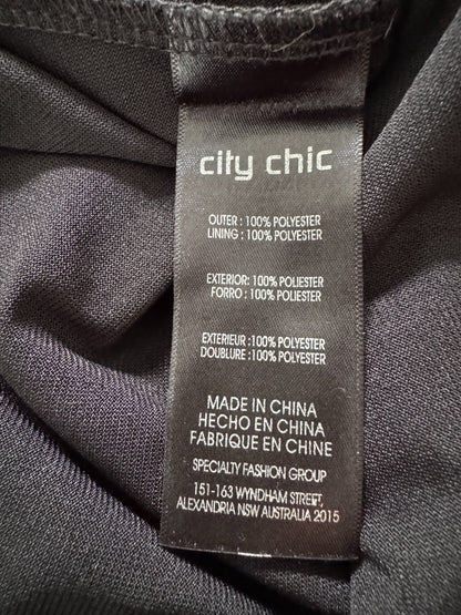 City Chic Black Lace-Up Chiffon Top Fully lined Plus Size 14🖤 Perfect day/night