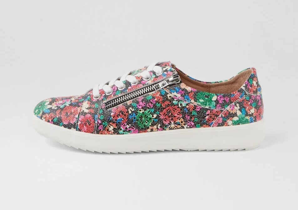 Diana Ferrari Zarina Bright Paint Floral Leather Sneakers New Size 40 RRP $170