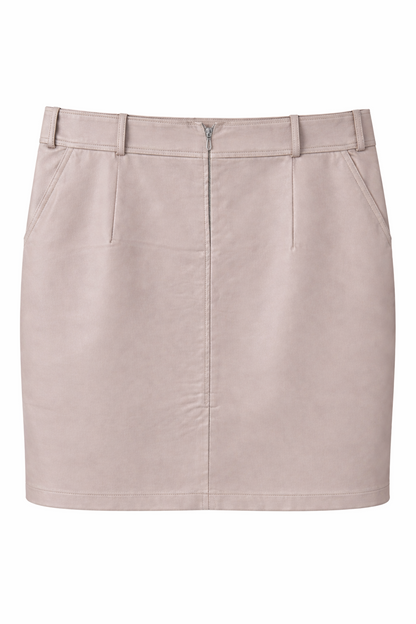 City Chic Skirt Plus Size XL 22 Tan Faux Leather Button Front Fully Lined As New