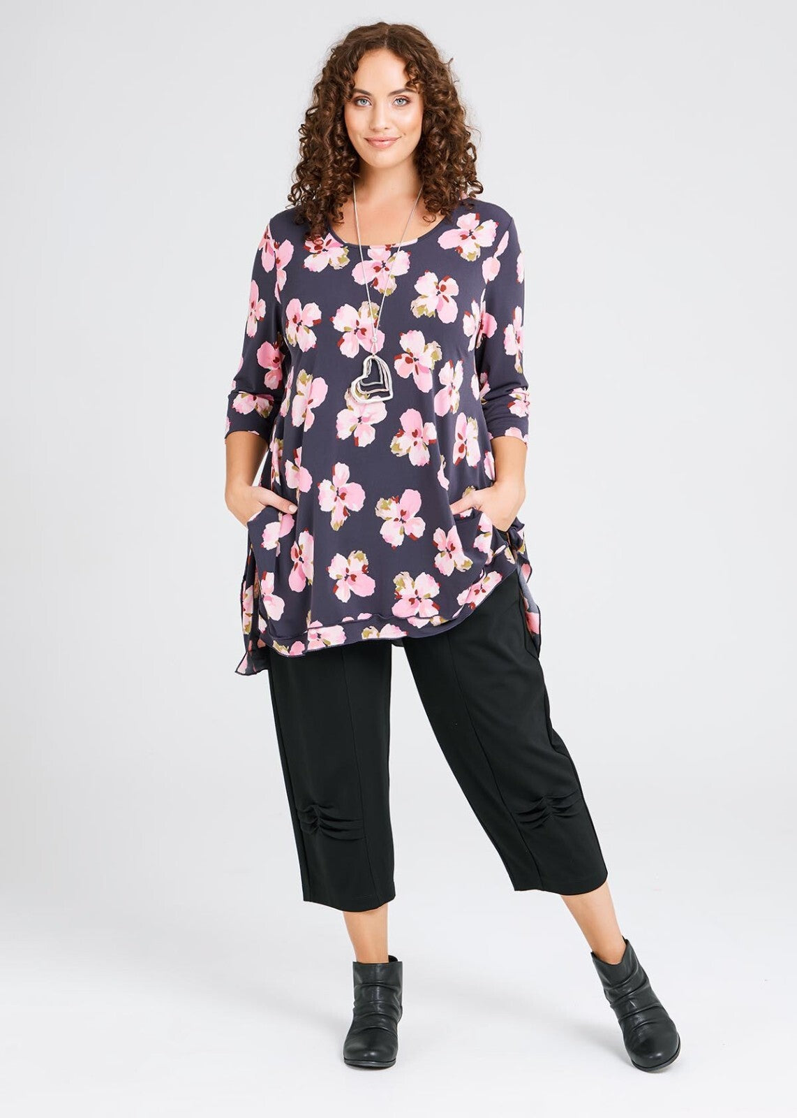 🌸 Taking Shape Joplin Ruffle Top Plus Size XXS 12-14 Floral 3/4 Sleeve 🌸 NEW