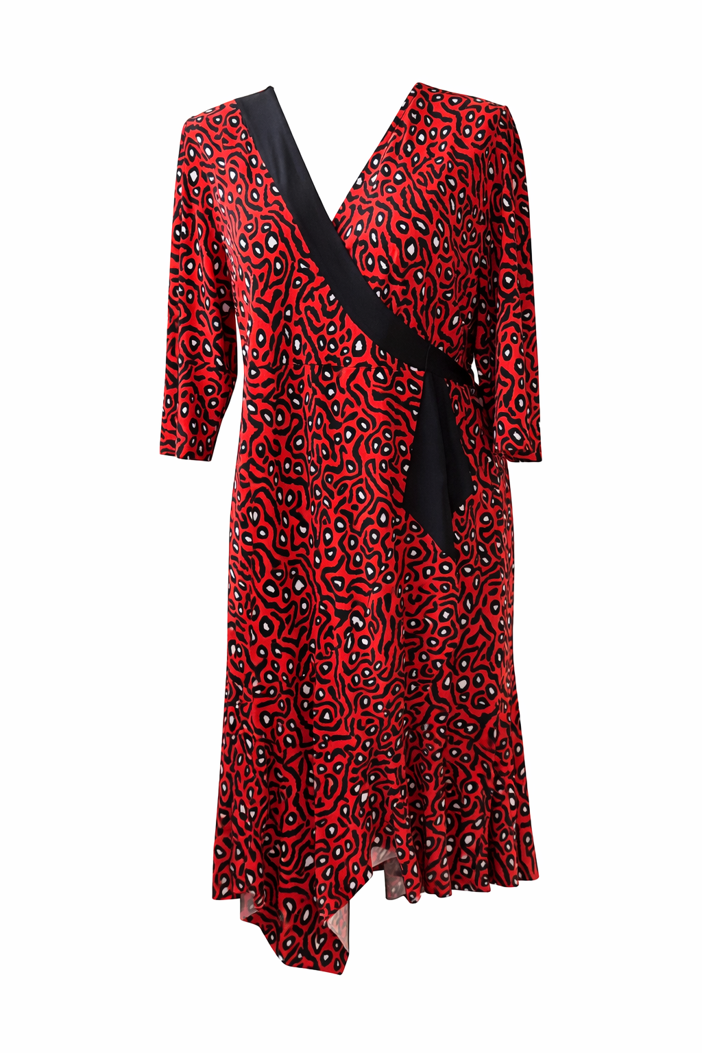 TAKING SHAPE Womens Animal Print Wrap Dress Red & Black Size 24🖤❤️RRP $170🖤❤️