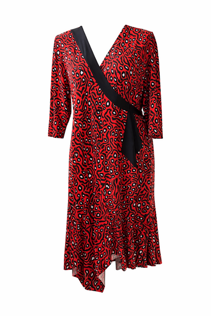 TAKING SHAPE Womens Animal Print Wrap Dress Red & Black Size 24🖤❤️RRP $170🖤❤️