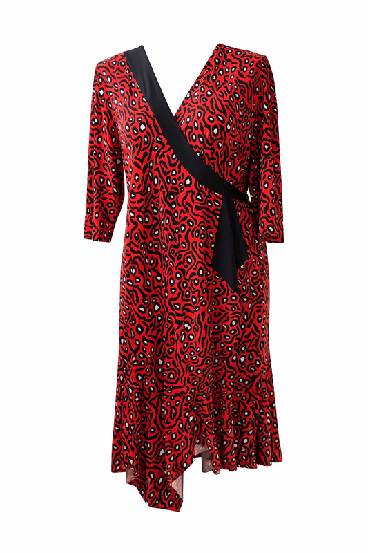 TAKING SHAPE Womens Animal Print Wrap Dress Red & Black Size 24🖤❤️RRP $170🖤❤️