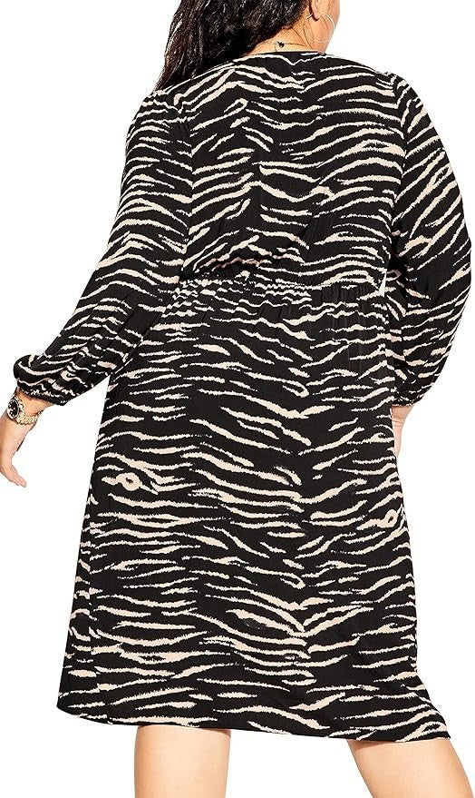 City Chic ✨  Faux Wrap Animal Print Dress ✨  – Brown/Black Size XXL 24 RRP $149