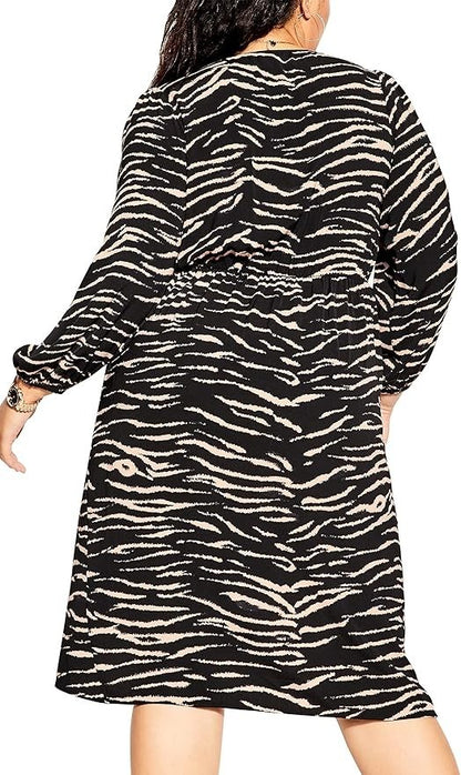 City Chic ✨  Faux Wrap Animal Print Dress ✨  – Brown/Black Size XXL 24 RRP $149