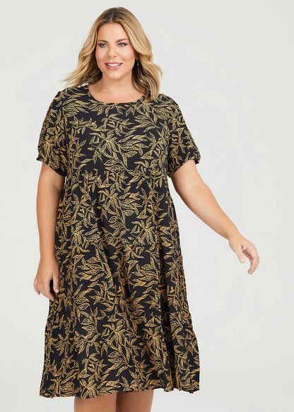 Taking Shape Natural Golden Tiered Dress Plus Size 20 🖤 Cool 🖤 RRP $150