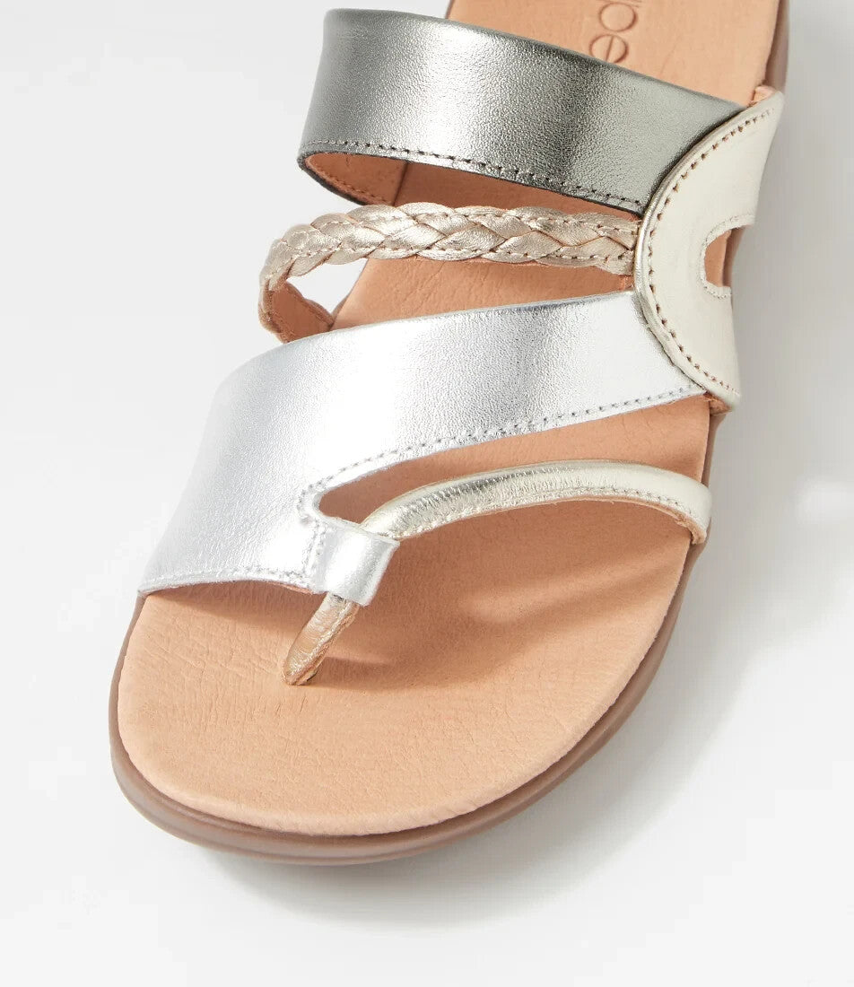 Diana Ferrari Supersoft Mia2 Metallic Multi Leather Slides RRP $150 NEW