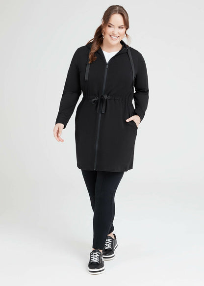Taking Shape Bamboo Ponte Hooded Long Jacket PLUS SIZE S (14-16) New RRP $170