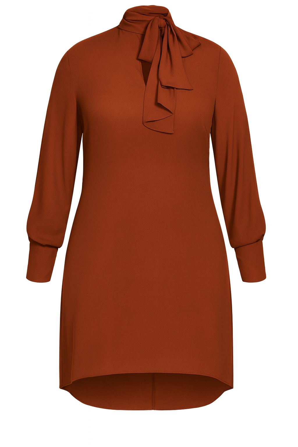 City Chic Tunic Shirt with Neck Tie Rust Plus Size M 18 RRP $90 NEW