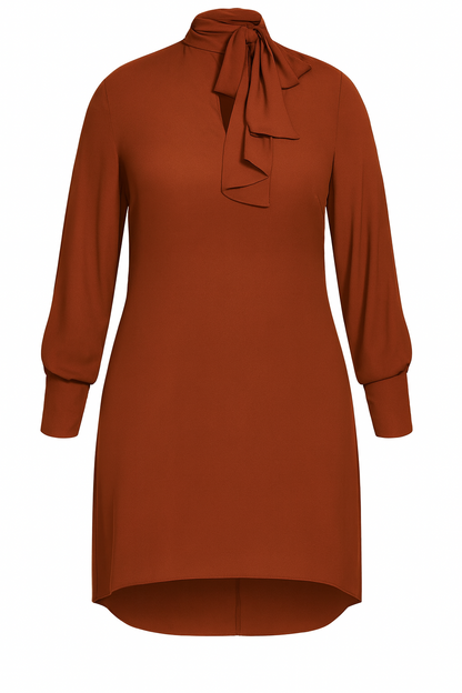 City Chic Tunic Shirt with Neck Tie Rust Plus Size M 18 RRP $90 NEW