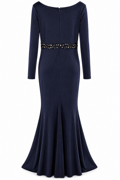 ✨ Ever Pretty Navy Sequin Lace Gown AU 16/18 Elegant Full Length Formal Dress ✨