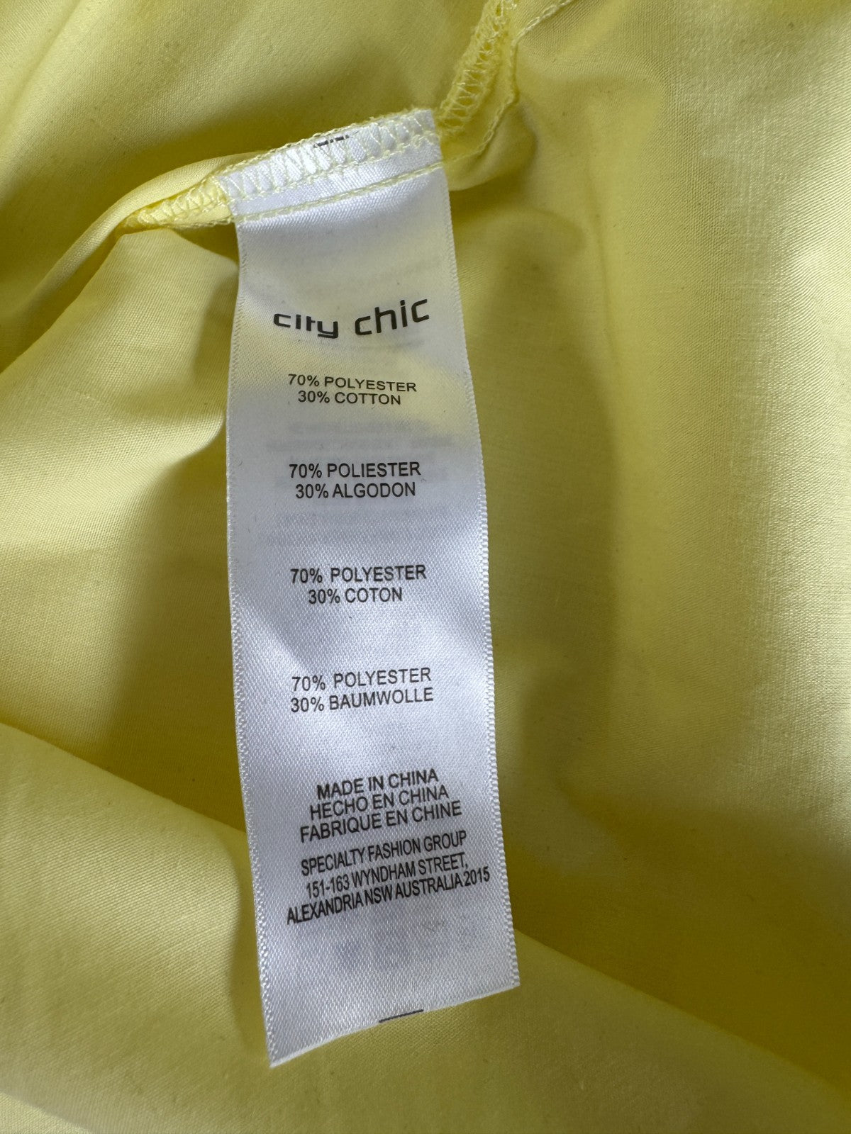 City Chic Plus  Yellow Off Shoulder Top Smocked Neck Cotton Blend Size M (18)