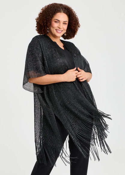 Taking Shape Stunning Shiny Metallic Cape with Fringe RRP $70 🖤One Size 16-24🖤