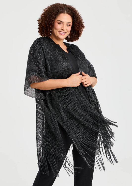 Taking Shape Stunning Shiny Metallic Cape with Fringe RRP $70 🖤One Size 16-24🖤