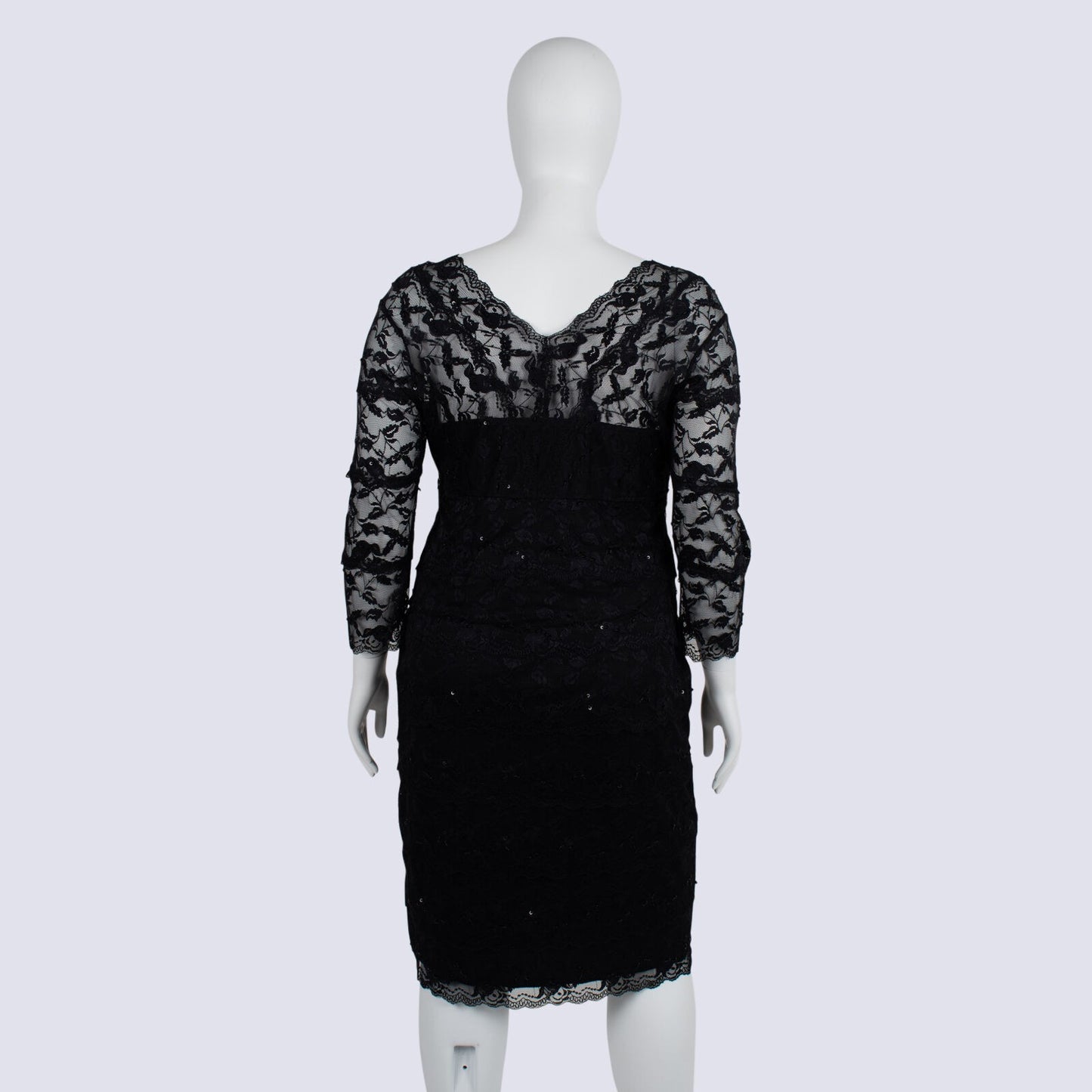 🖤Grace Hill Black Lace Dress Size 20 Sequin Detail 3/4 Sleeve Fully Lined🖤New