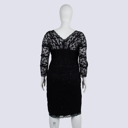 🖤Grace Hill Black Lace Dress Size 20 Sequin Detail 3/4 Sleeve Fully Lined🖤New