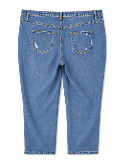 💙BeMe 7/8 Length  Distressed Jeans Plus Size 28 Stretch Dark Wash💙New with Tag