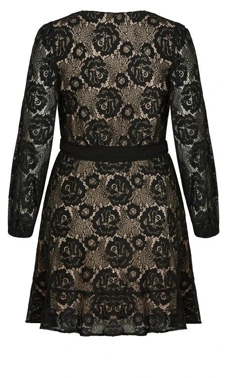 City Chic Ladies Lace Fly Away Dress size 20 L Colour Black Nude RRP $140