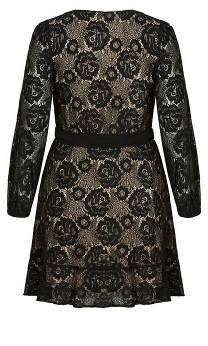 City Chic Ladies Lace Fly Away Dress size 20 L Colour Black Nude RRP $140