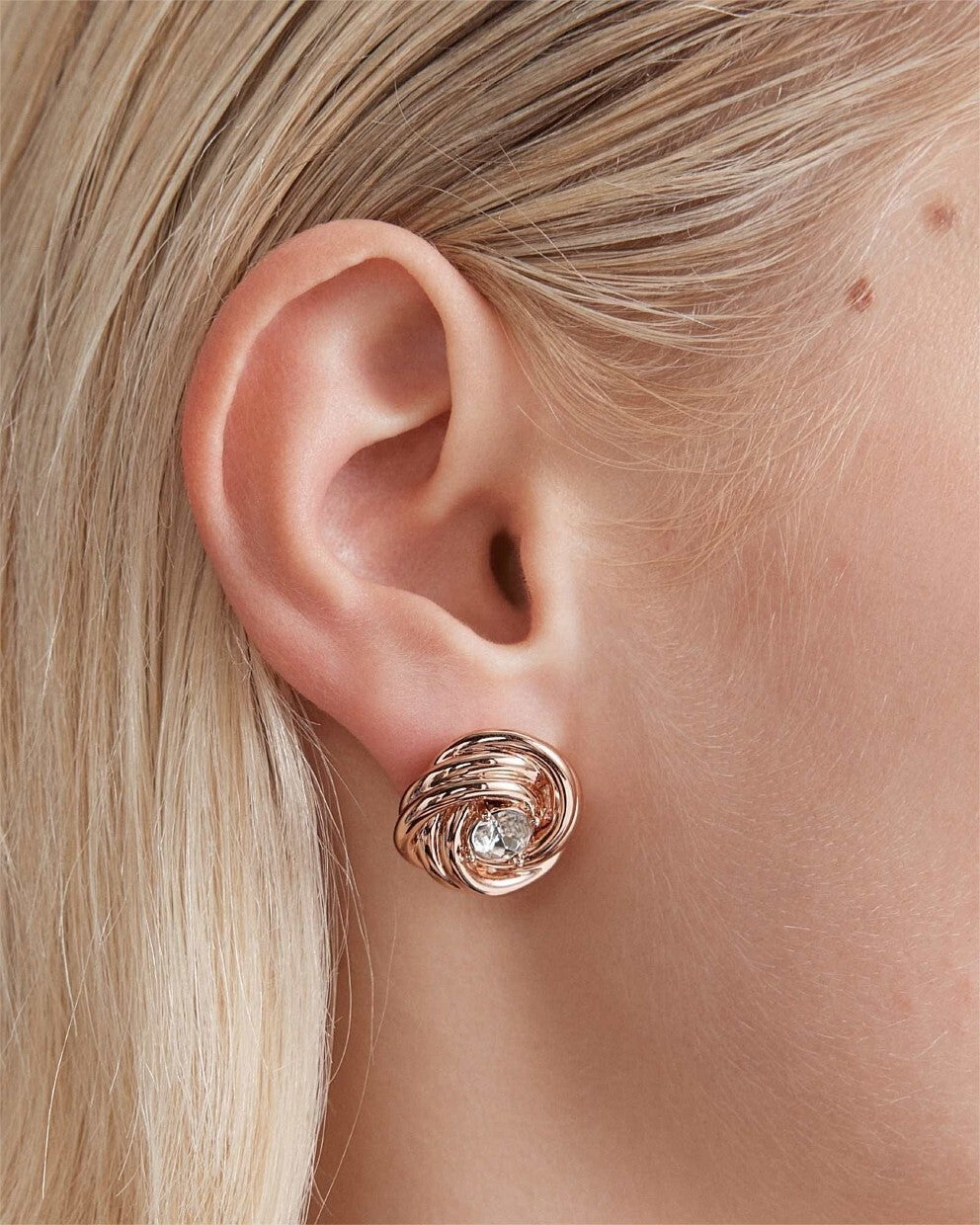 Mimco In A Knot Stud Earrings Rose Gold Genuine New RRP $69.99 with Dust Bag