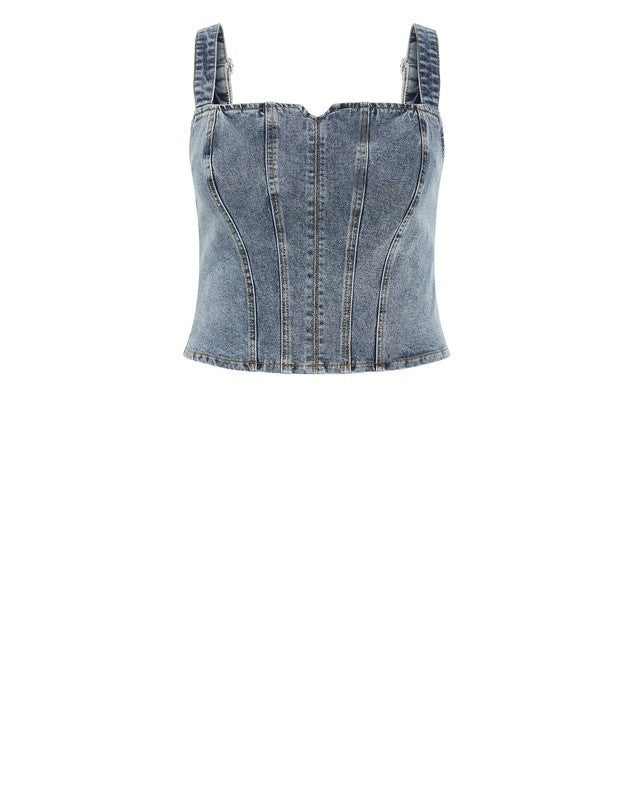 City Chic Denim Dreams Corset - mid denim -Plus size 20 New RRP $100 Must Have