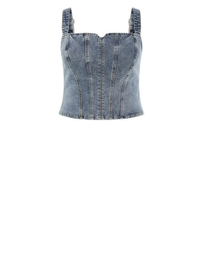 City Chic Denim Dreams Corset - mid denim -Plus size 20 New RRP $100 Must Have