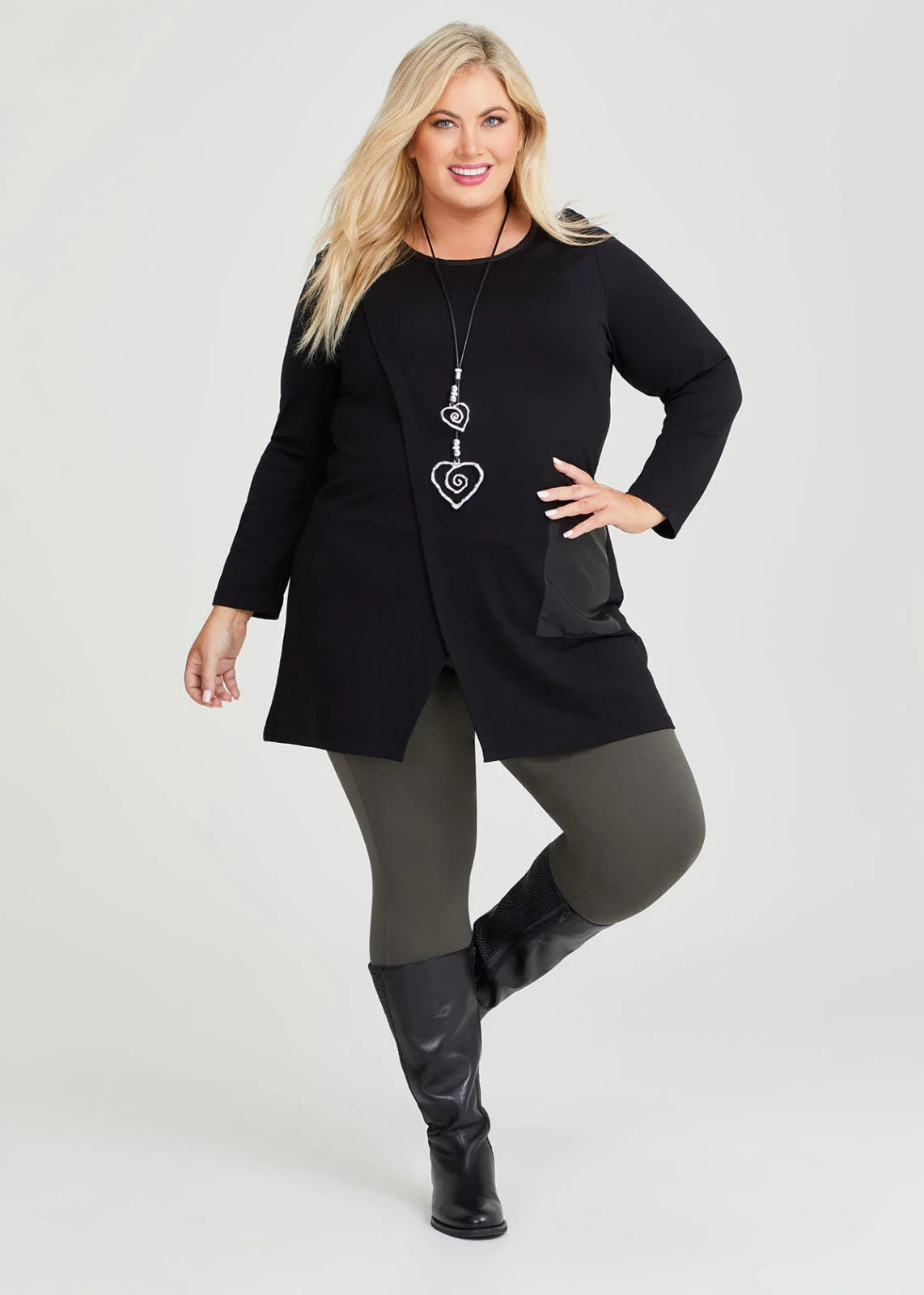 Taking Shape Bamboo Ponte Set The Tone Tunic in Black Plus Size 18 RRP $140 NEW