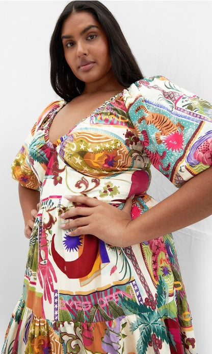 City Chic Simona Print Cotton Dress Size 20 L As New Stunning  ⭐RRP $160 ⭐