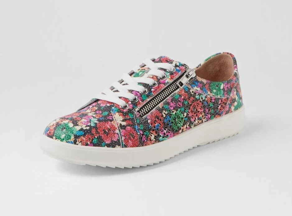 Diana Ferrari Zarina Bright Paint Floral Leather Sneakers New Size 40 RRP $170