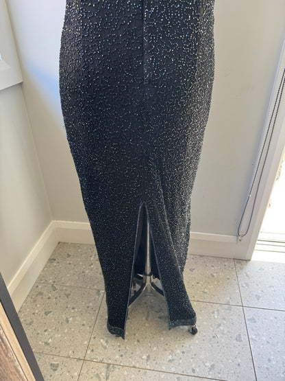 Eve Hunter ✨Beaded Silk✨Evening Gown Size 20 Black Formal Long Dress Sleeveless