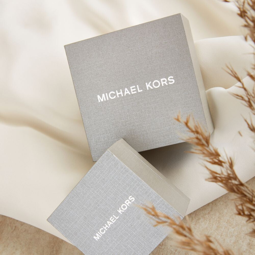 Michael Kors MK Pavé and Mother-of-Pearl Logo Pendant Necklace Gen New RRP $325