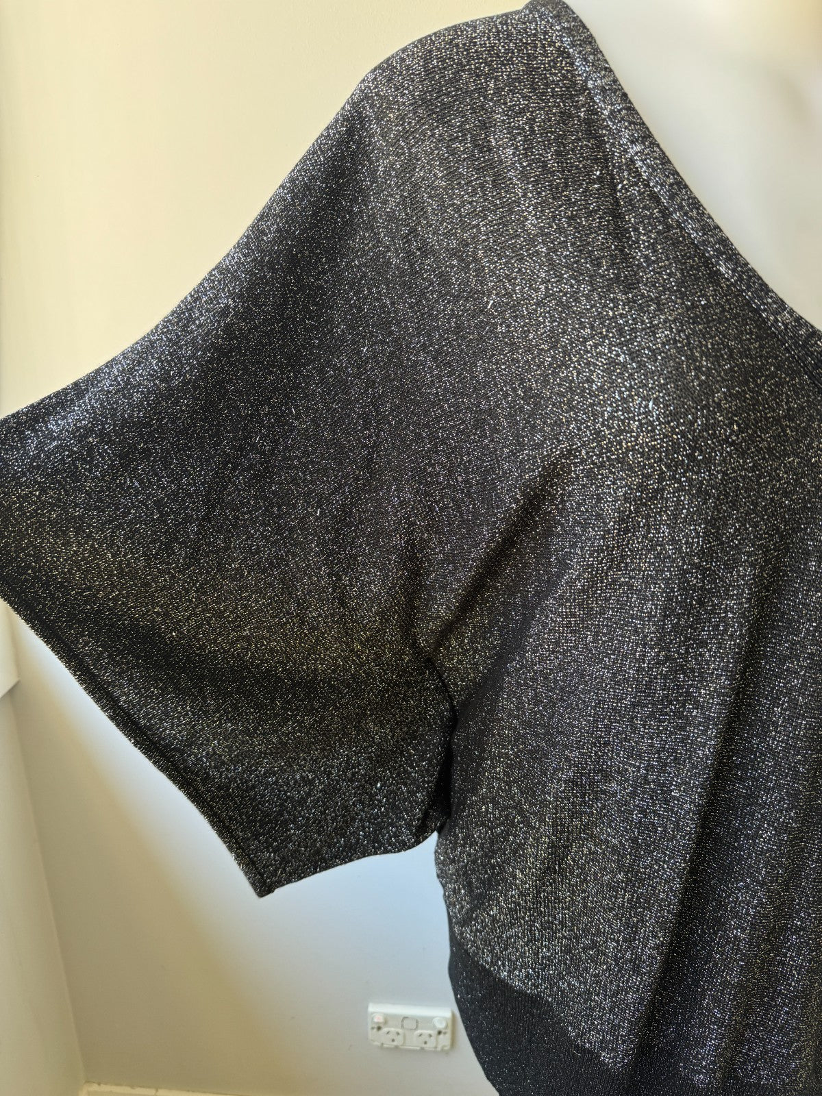 City Chic Black/Silver  Metallic Lurex Knit Top/Dress Size XL 22 Shimmer Party