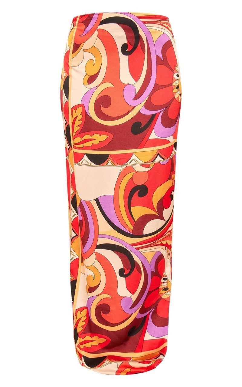 PrettyLittleThing Satin Mid Rise Maxi Skirt & Halter Top Set AU 10 NEW RRP $99