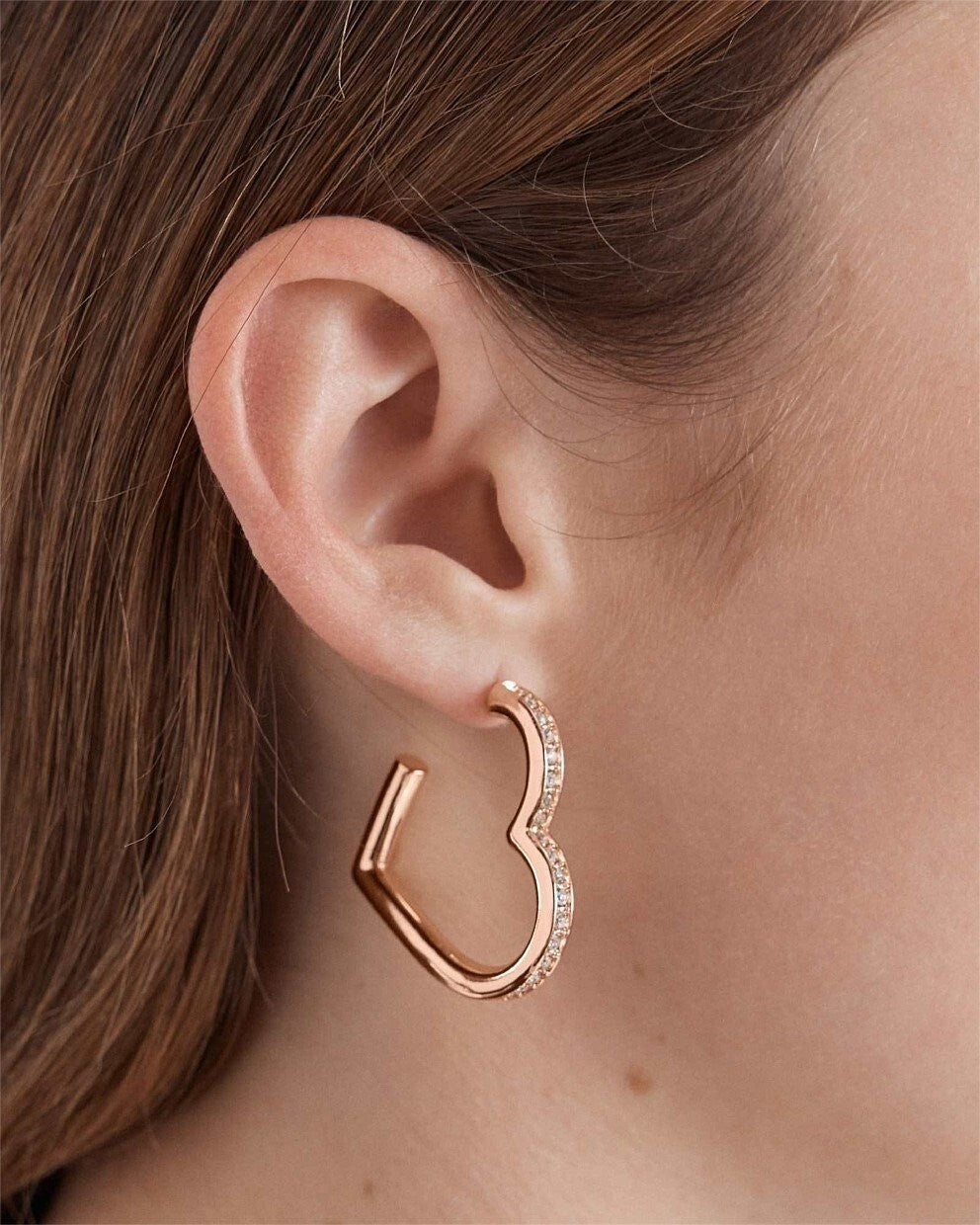 Mimco Passionate Heart Hoop Earrings Genuine NEW-  Rose Gold  & Crystals RRP $80