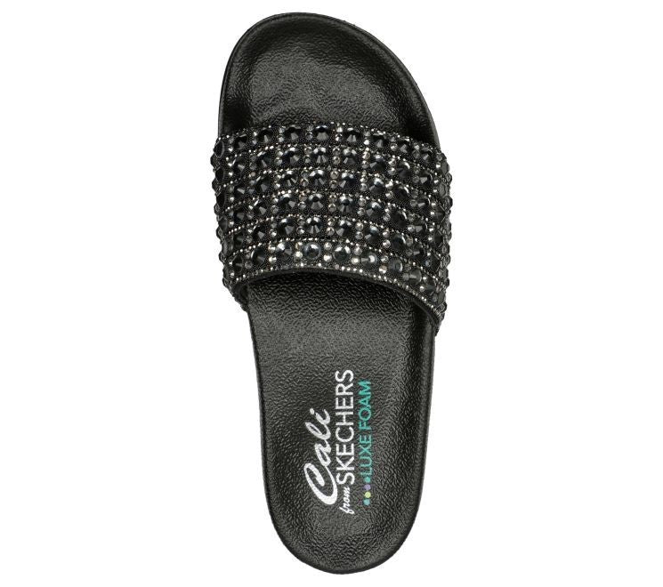 Skechers Cali Everyday Glam Black diamanté Slides US 10 New without Box RRP $80