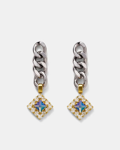 MIMCO Space Dust Drop Earrings Gold/Silver  RRP $129  Genuine, New + Dust Bag