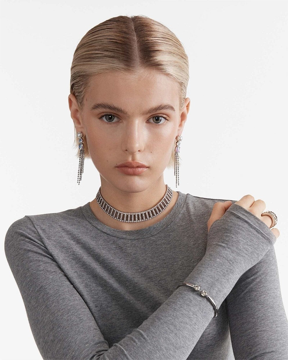 MIMCO City Scape Drop Earrings Silver  RRP $99 Genuine New + Dust Bag